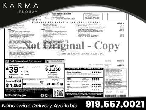 2020 Lexus UX 250h HYBRID AWD