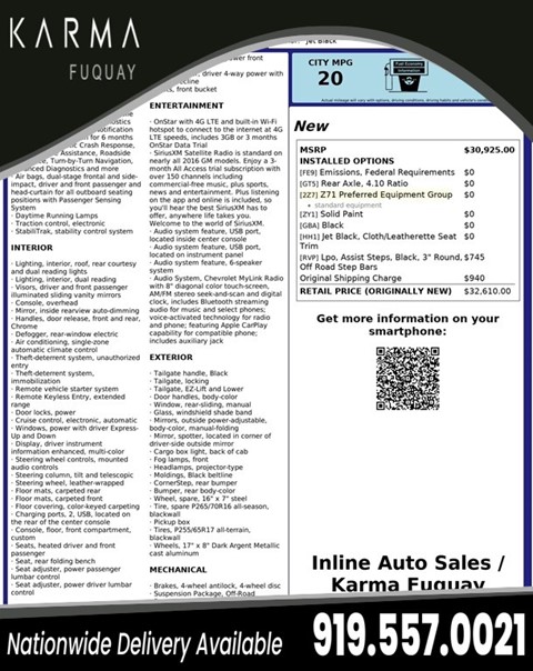 2016 Chevrolet Colorado Z71 Crew Cab 2WD Long Box