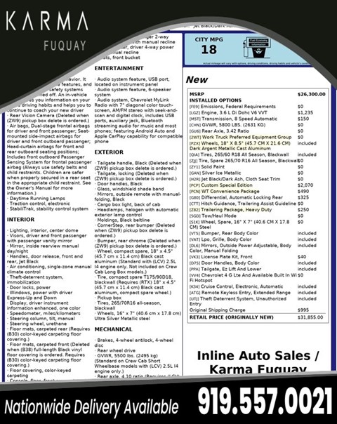 2018 Chevrolet Colorado Work Truck Crew Cab 2WD Long Box