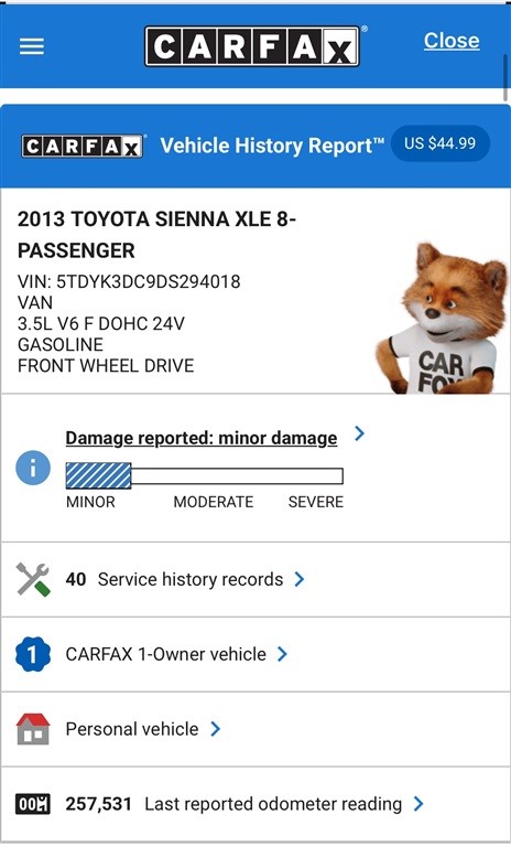 2013 Toyota Sienna XLE FWD 8-Passenger V6