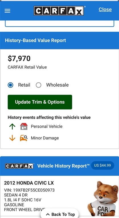 2012 Honda Civic LX Sedan 5-Speed AT
