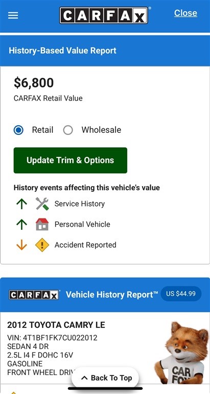 2012 Toyota Camry LE