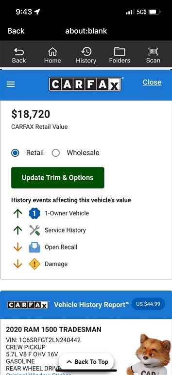 2020 RAM 1500 Hemi V8, 4WD, Brand New All Terrain Tires! 