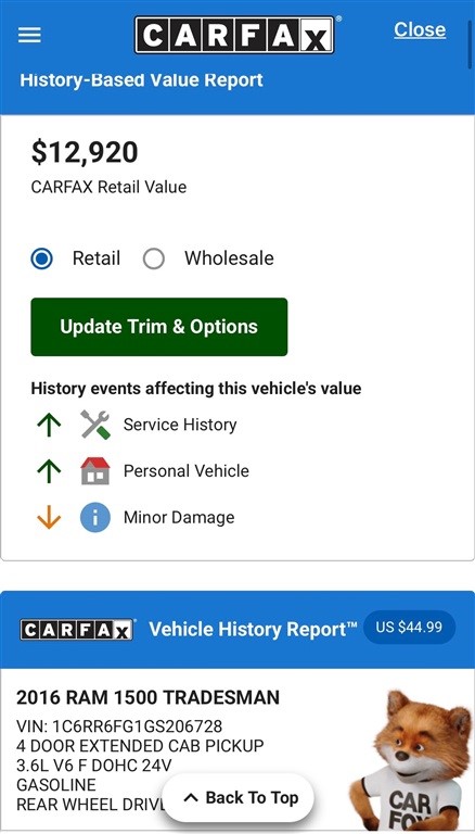 2016 RAM 1500 Tradesman Quad Cab 2WD
