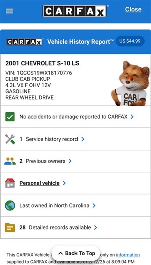 2001 Chevrolet S10 Pickup