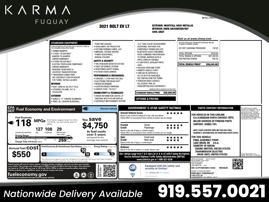 2021 Chevrolet Bolt EV LT FWD