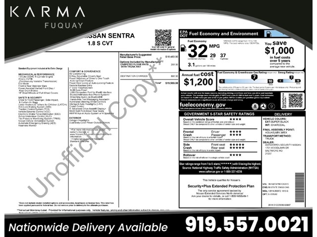Black 2019 Nissan Sentra S FWD Sedan Front-Wheel Drive Continuously Variable Transmission
