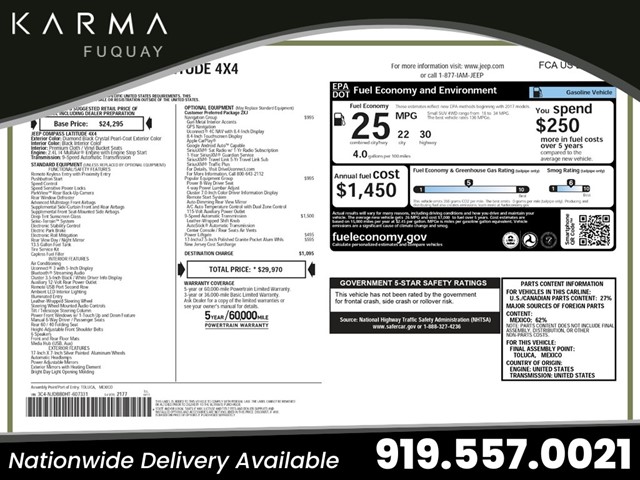 Black 2017 Jeep Compass Latitude 4WD SUV / Crossover Four-Wheel Drive Automatic