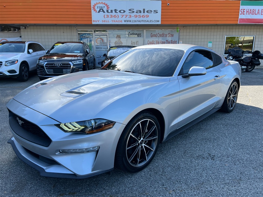 Silver 2019 Ford Mustang EcoBoost Coupe RWD Coupe Rear-Wheel Drive 